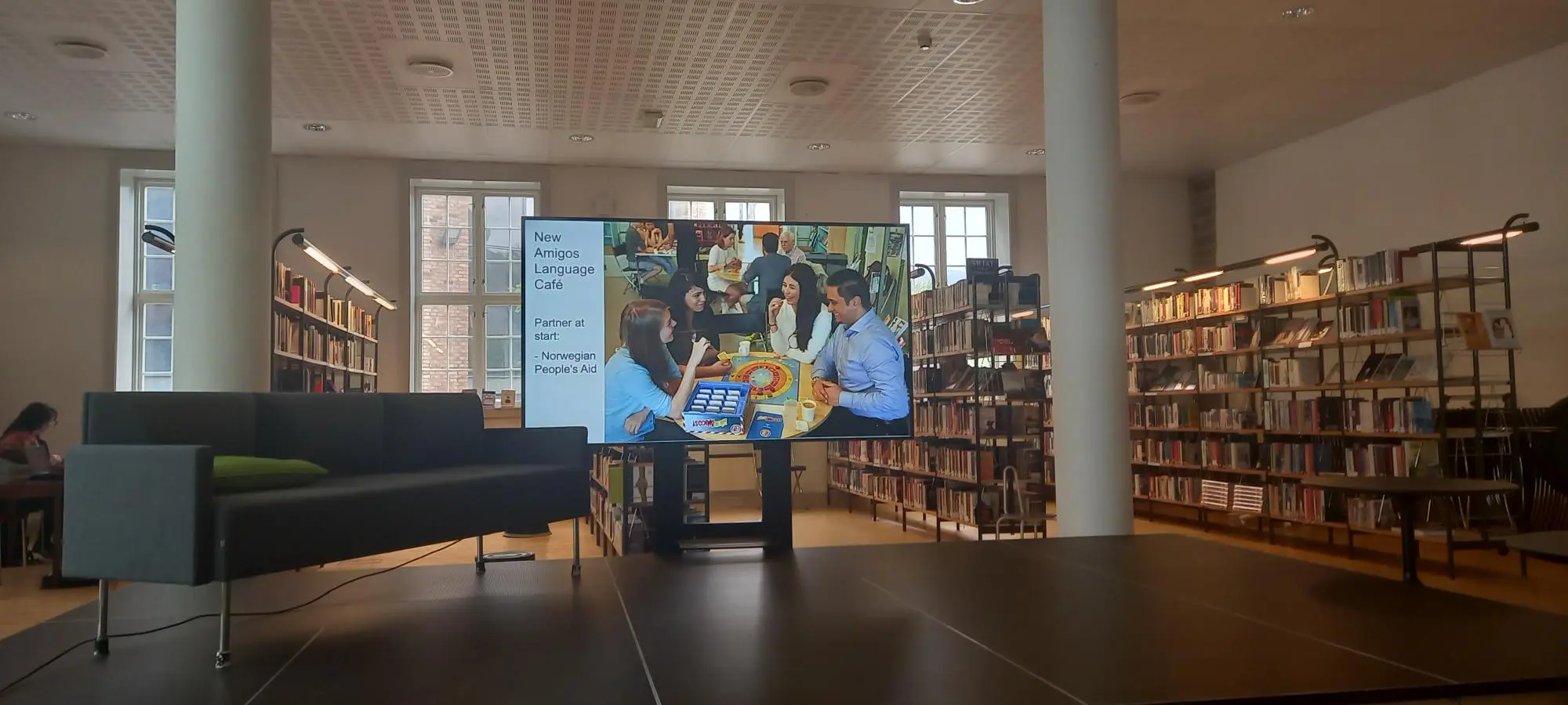Quiet library that facilitates Norwegian language cafes for migrants